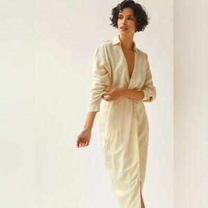 By Anthropologie V-Neck Knot Front Midi Dress
White/cream Size US 6